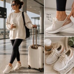 Kizik Athens Cream Rose Gold HandsFree Knit Sneakers DATHWC06-1D Womens 7